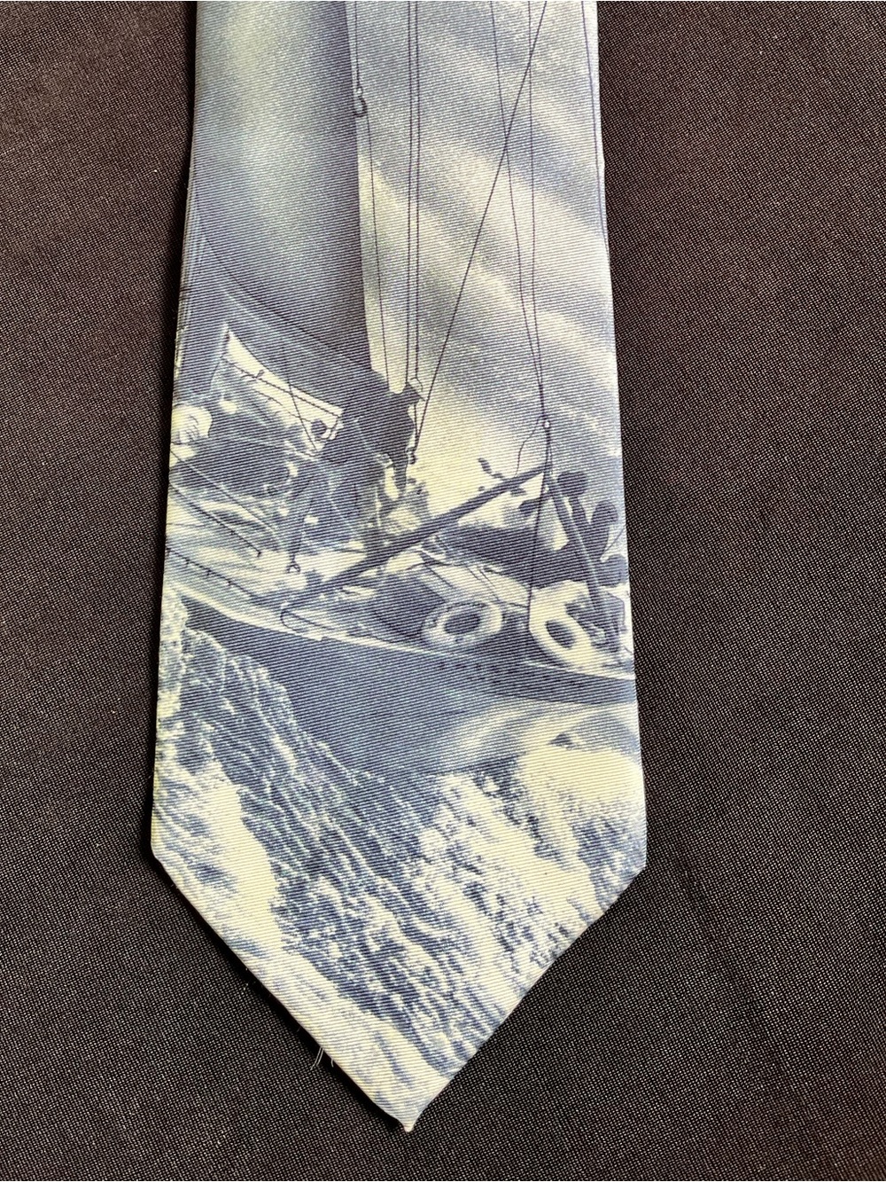 60 x 4” Mystic Seaport Museum blue/white majestic silk tie, sailing, nautical